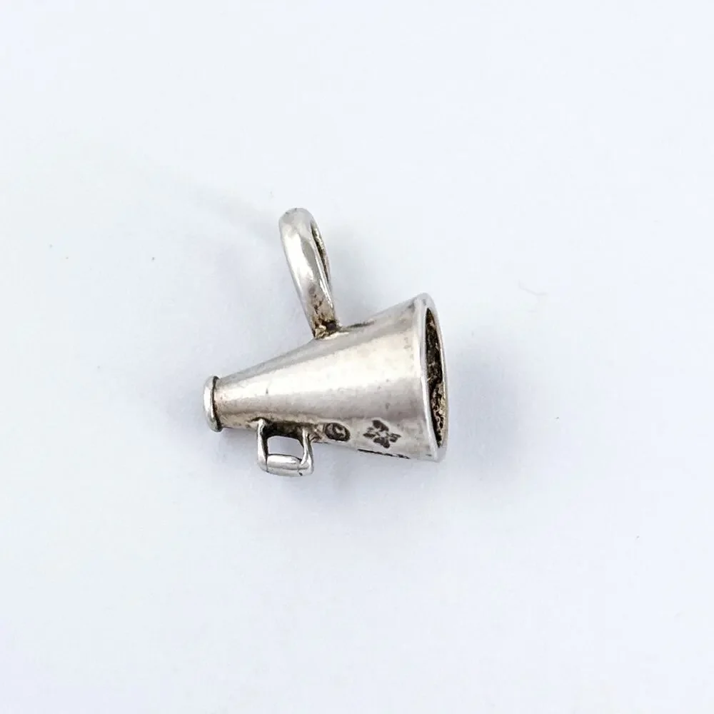 Vintage Sterling Silver 925 Cheer Megaphone Charm Pendant